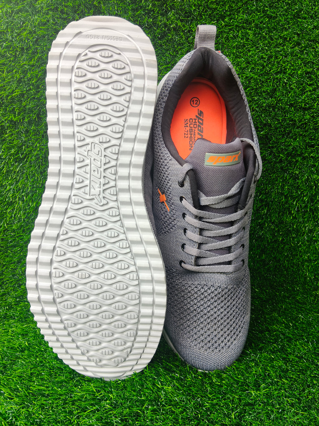 Sparx SM 722 Men's Grey / Neon Orange Sports Shoes