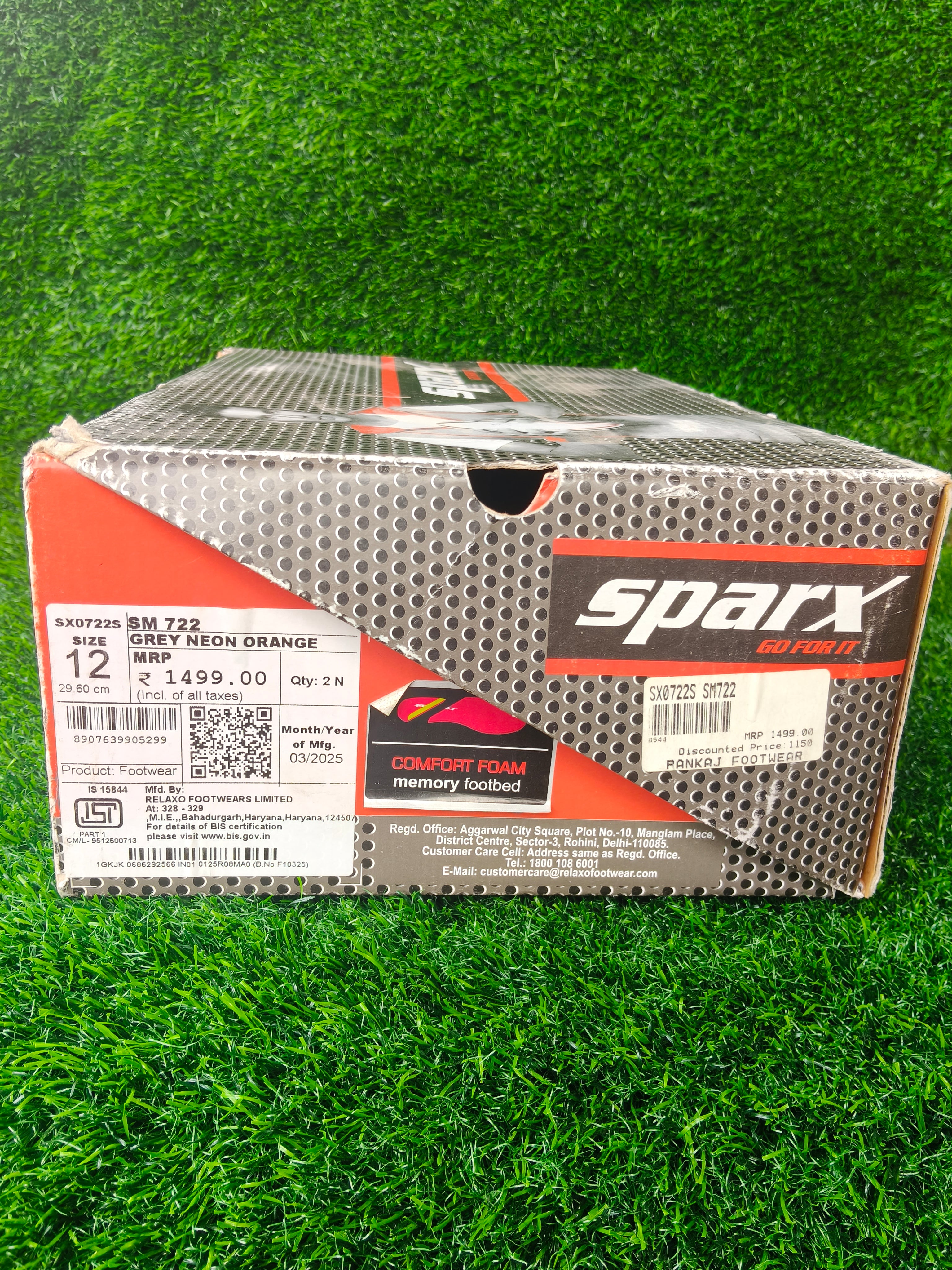 Sparx SM 722 Men's Grey / Neon Orange Sports Shoes