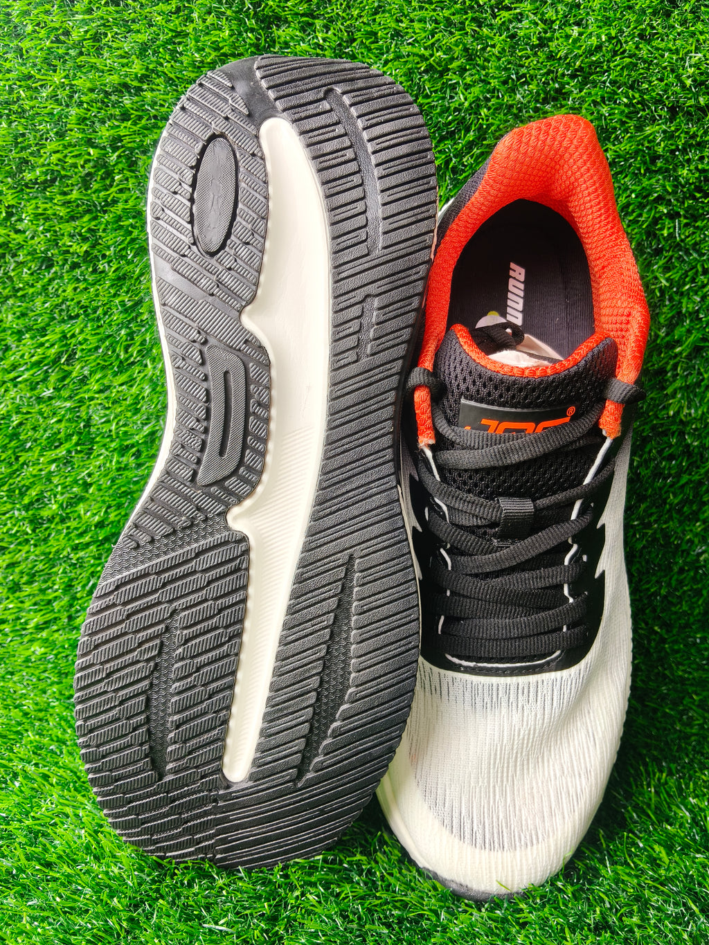 JQR Bomfit Men's White / Black / Orange Sports Shoes