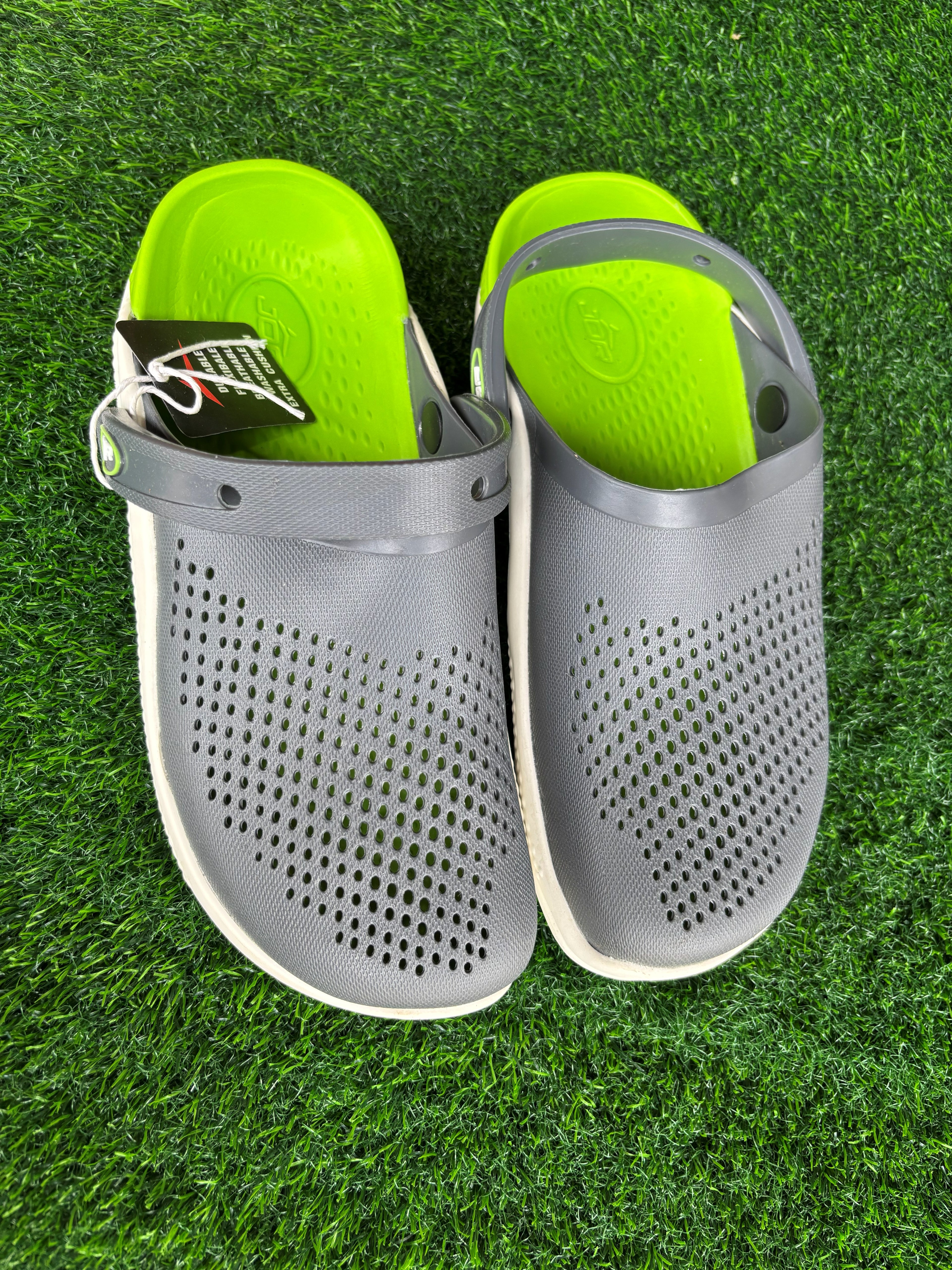 JQR Hero Men's Dark Grey / Dark Green / White Lightweight Clogs