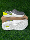 Imported Houfu Roger-01 Men's Dark Grey / Parrot Green Lightweight Clogs